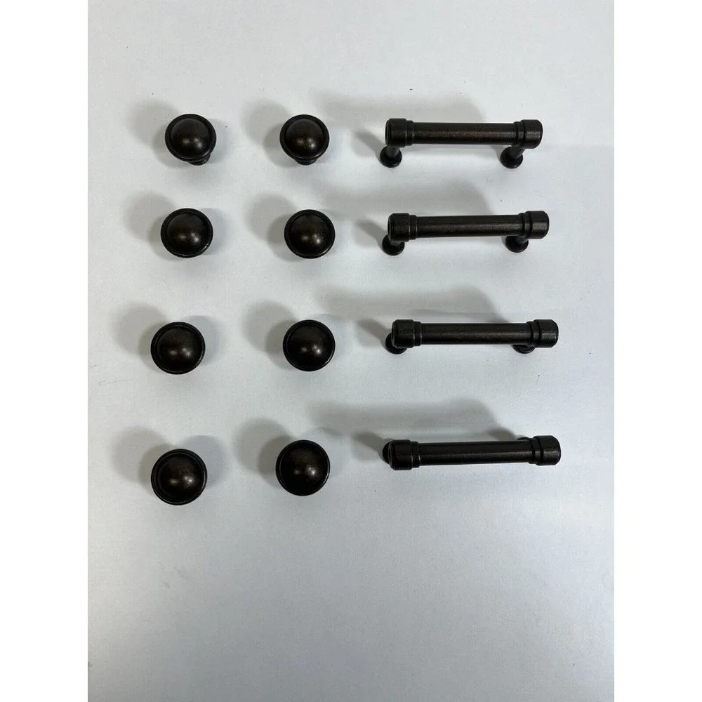 Amerdeco Cabinet Hardware. 4 long Pulls & 8 Knobs for Bathroom cabinet. Brushed‎